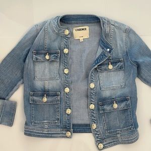 L'Agence Collarless Denim Jacket, XS